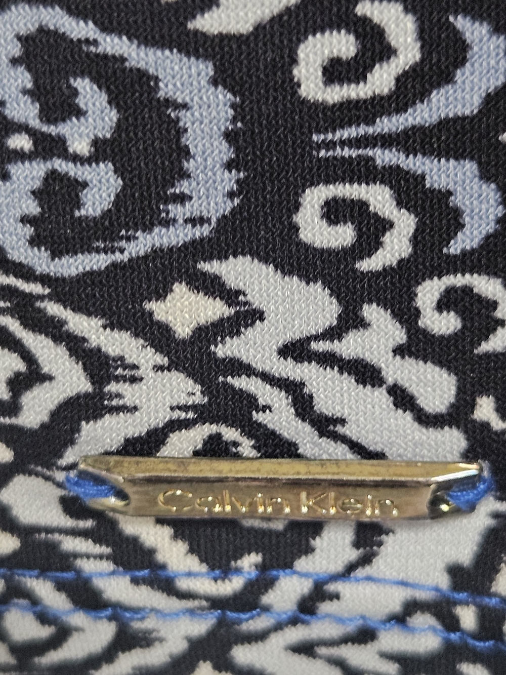 Calvin Klein Blue and Black Patchwork Print Top - Picture 4 of 9